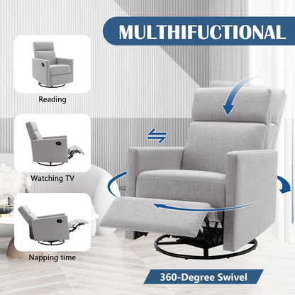 Modern Upholstered Glider, Swivel & Recliner Nursery Chair. 
