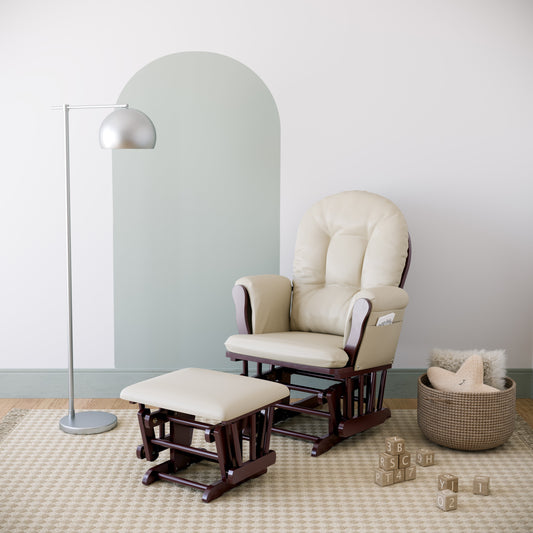 Hoop Infant Nursery Glider and Ottoman, Espresso with Beige
