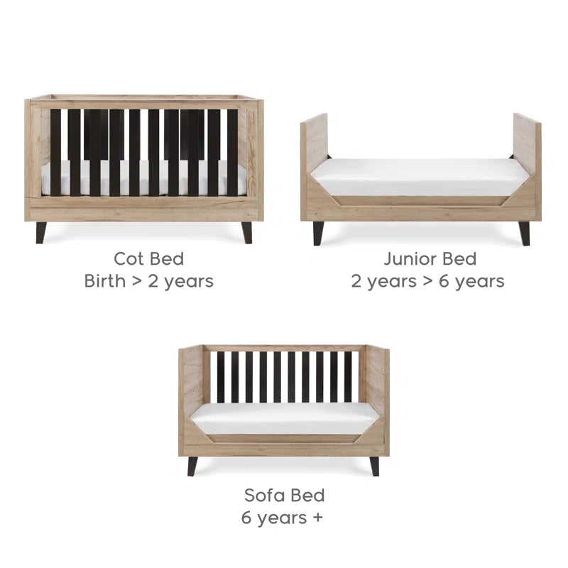 Como Convertible Cot Bed. Available in Two Finishes. 