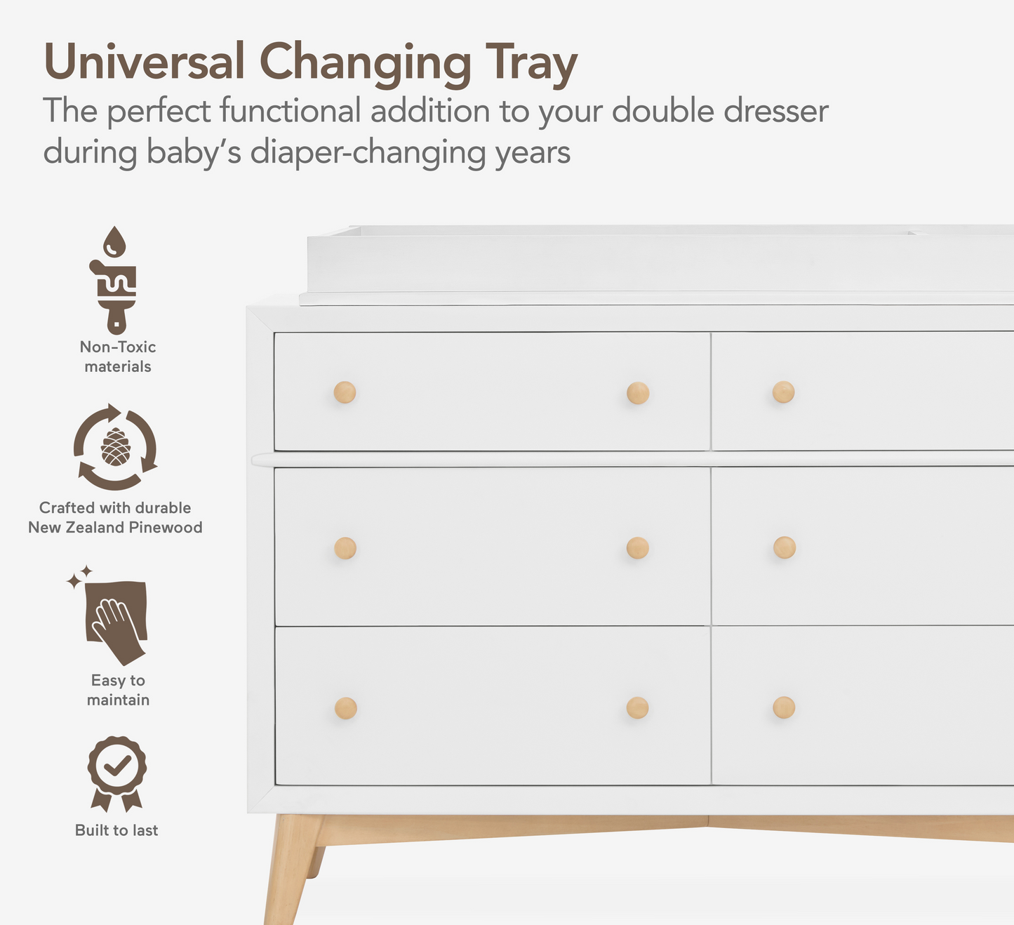 Andorra Universal Modern Changing Unit Topper in Weathered White.