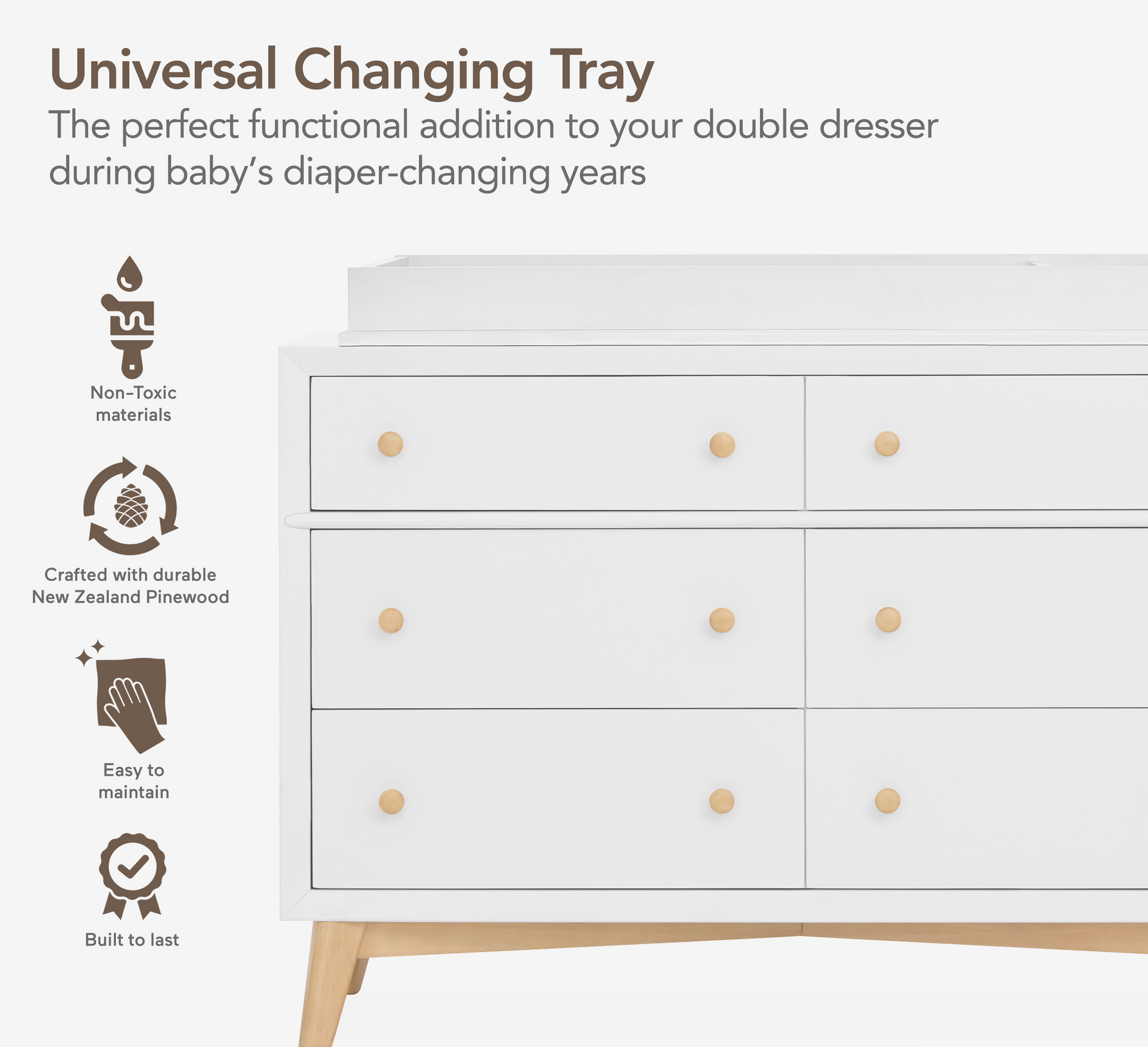 Andorra Universal Modern Changing Unit Topper in Weathered White.