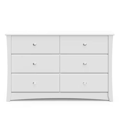 Crescent 6-Drawer Double Dresser in White.