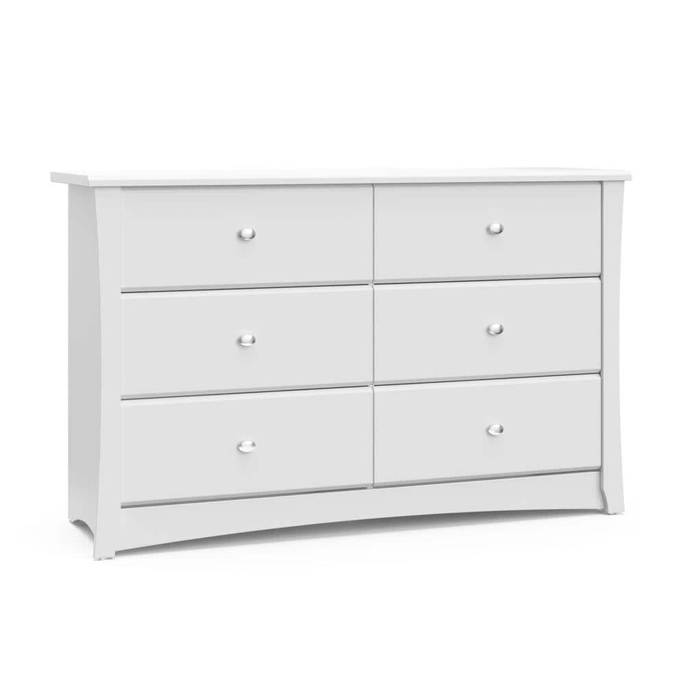 Crescent 6-Drawer Double Dresser in White.