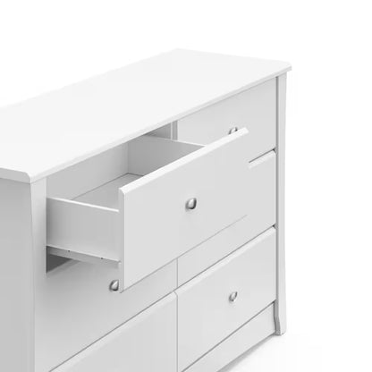 Crescent 6-Drawer Double Dresser in White.