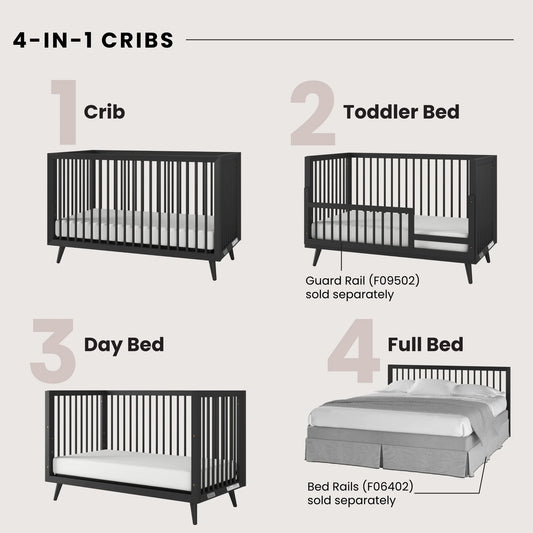 Cranbrook 2-Piece Nursery Set, Includes 4-In-1 Convertible Crib and 6-Drawer Double Dresser (Ebony)