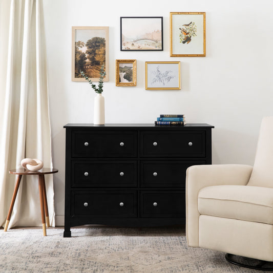 Kalani 6-Drawer Double Wide Dresser in Ebony.