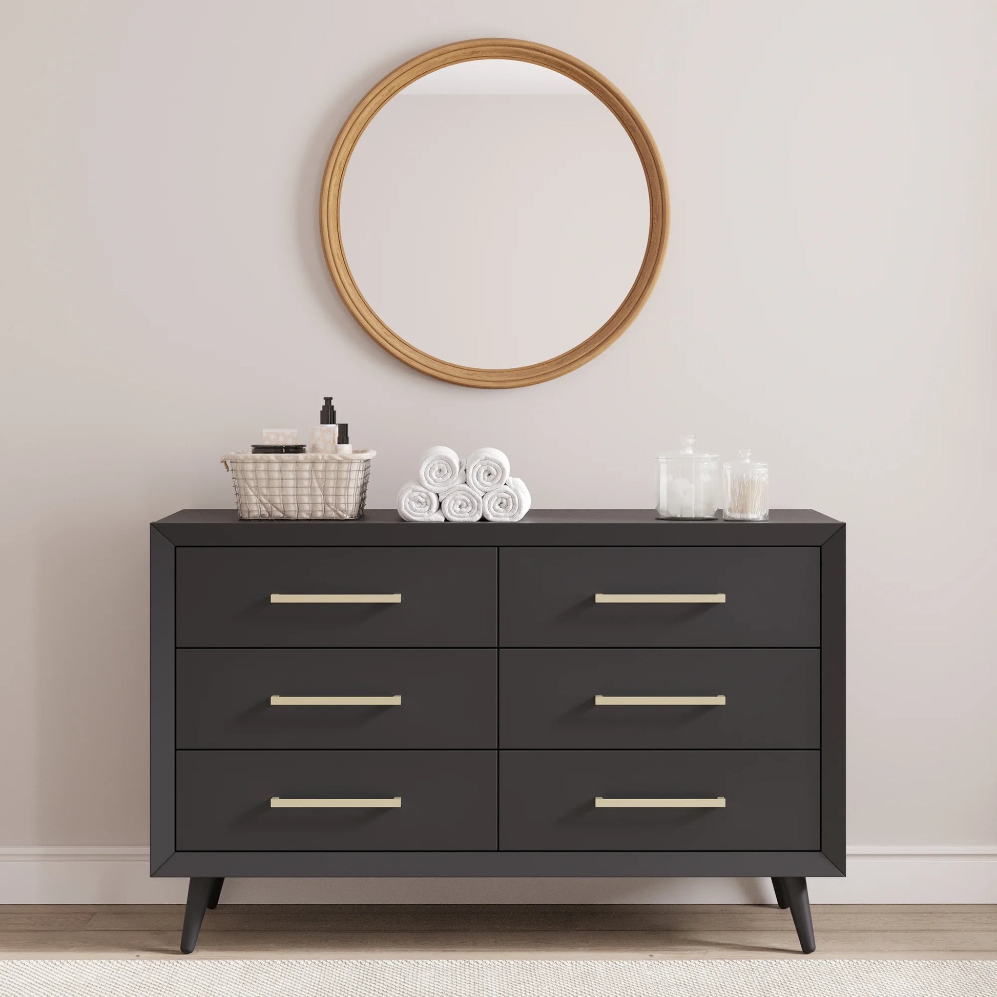 Cranbrook 2-Piece Nursery Set, Includes 4-In-1 Convertible Crib and 6-Drawer Double Dresser (Ebony)
