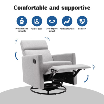 Modern Upholstered Glider, Swivel & Recliner Nursery Chair. 